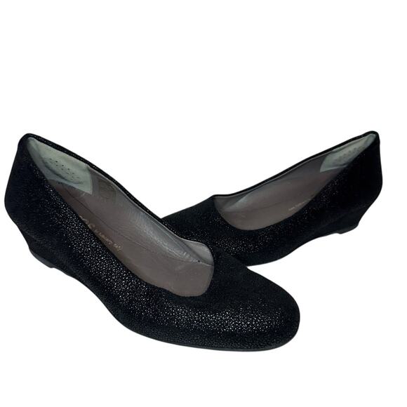 SAS Size 8 Women's Black Sofia Leather Comfortable Wedge Closed Toe Office Shoe - Picture 2 of 11